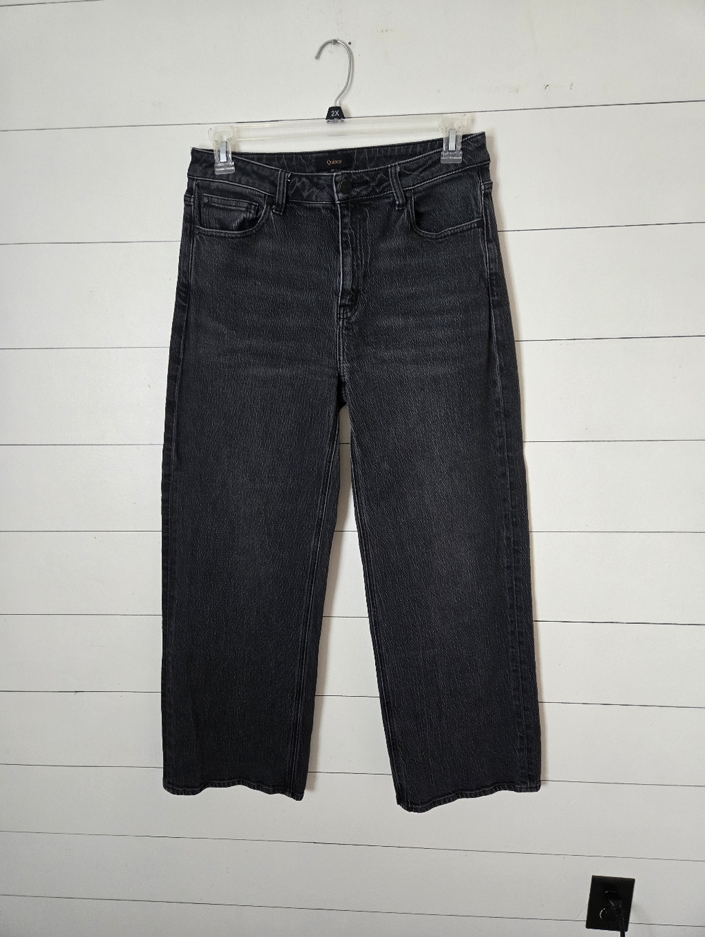 Quince Wid Leg Wash Black Jeans Women's Size 31 High Rise